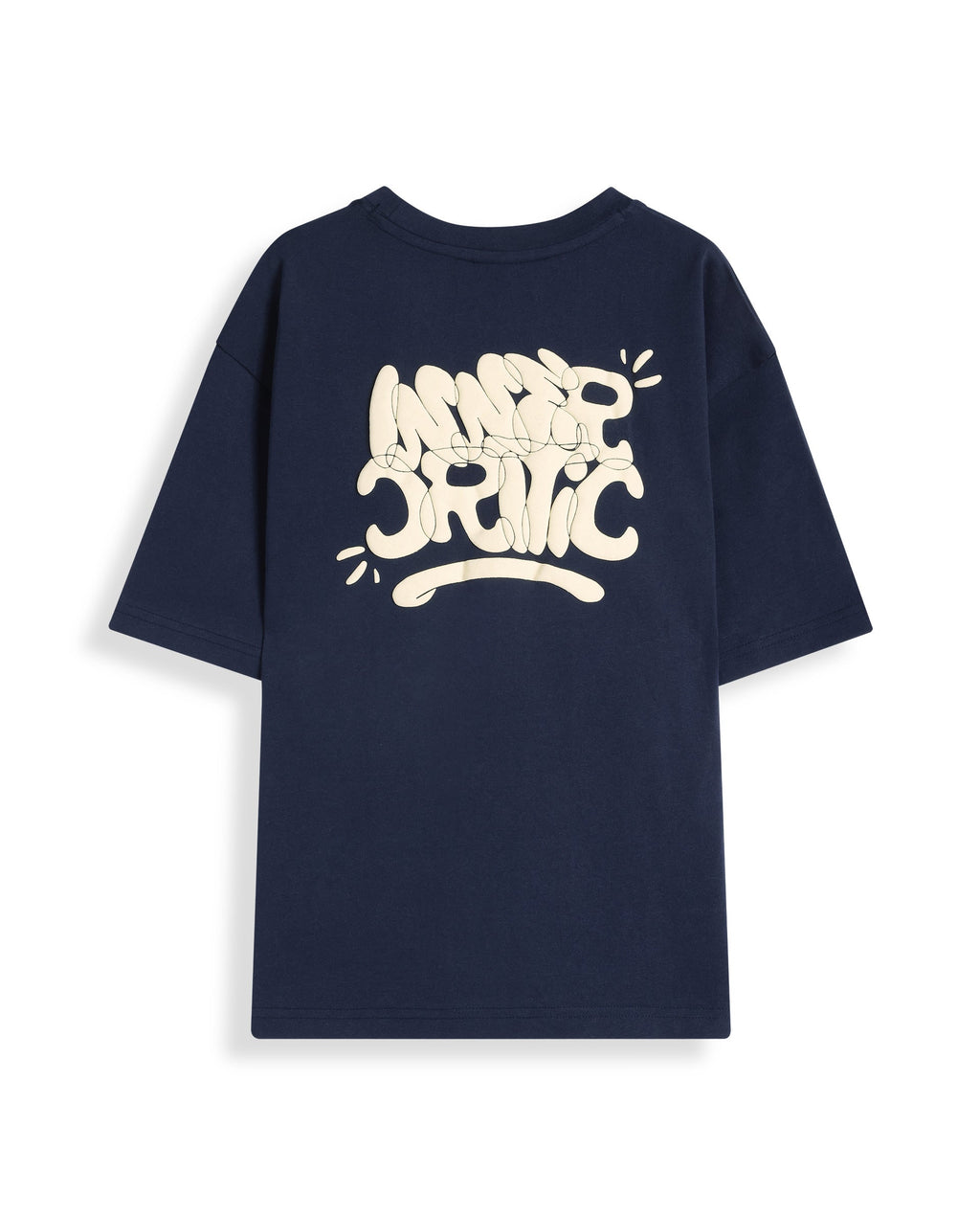 Rare Ones Kids Chris Navy Cotton Half Sleeves Crew Neck Oversized Fit Graphic Print T-Shirt