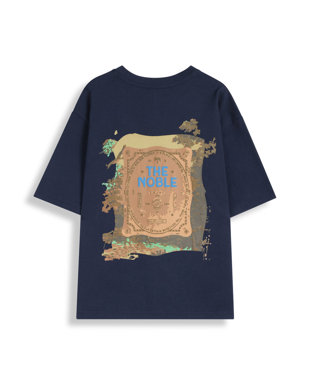 Rare Ones Kids Bany Navy Cotton Half Sleeves Crew Neck Oversized Fit Graphic Back Print T-Shirt