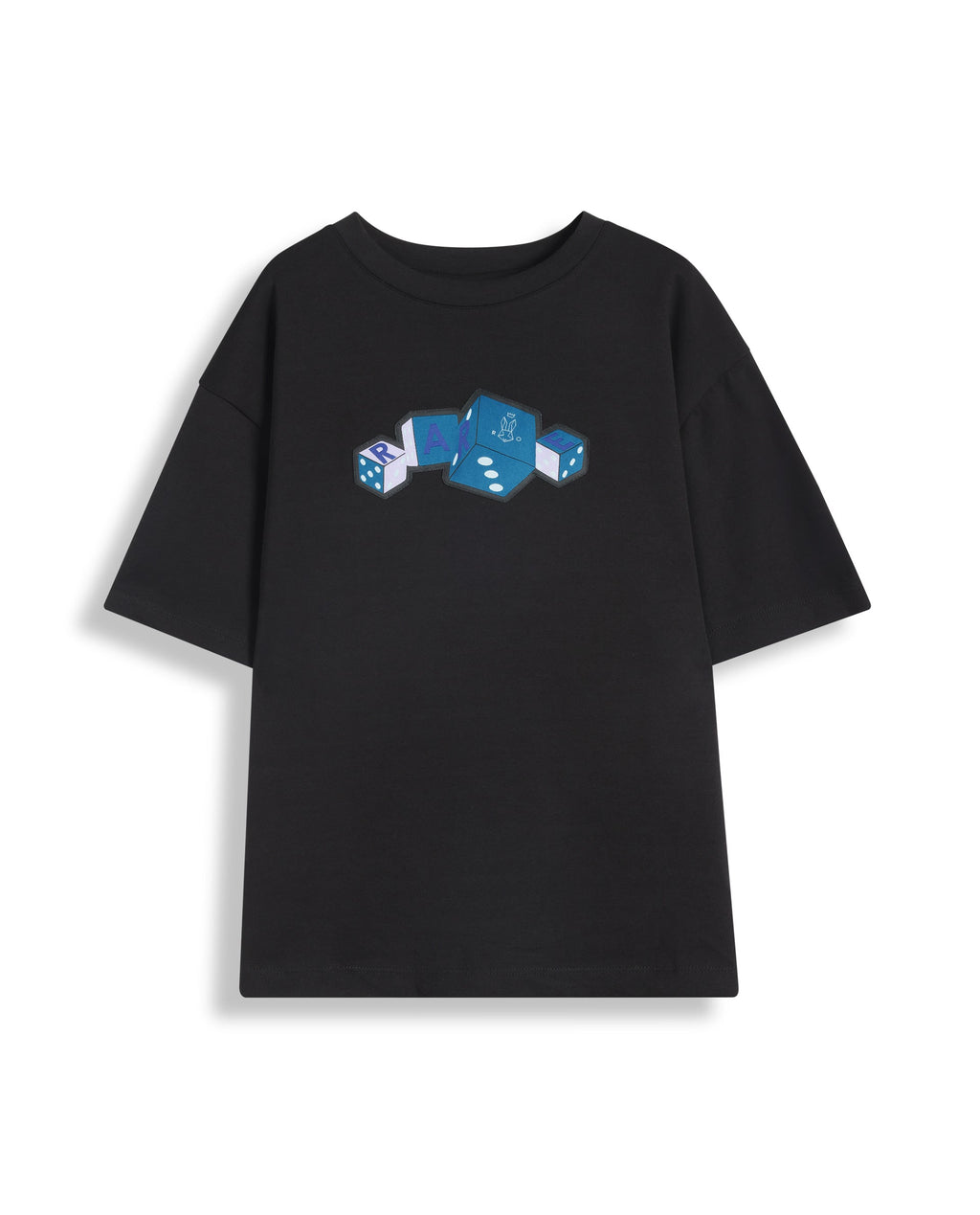 Rare Ones Kids Dice Black Cotton Half Sleeves Crew Neck Boxy Fit Applique Print T-Shirt