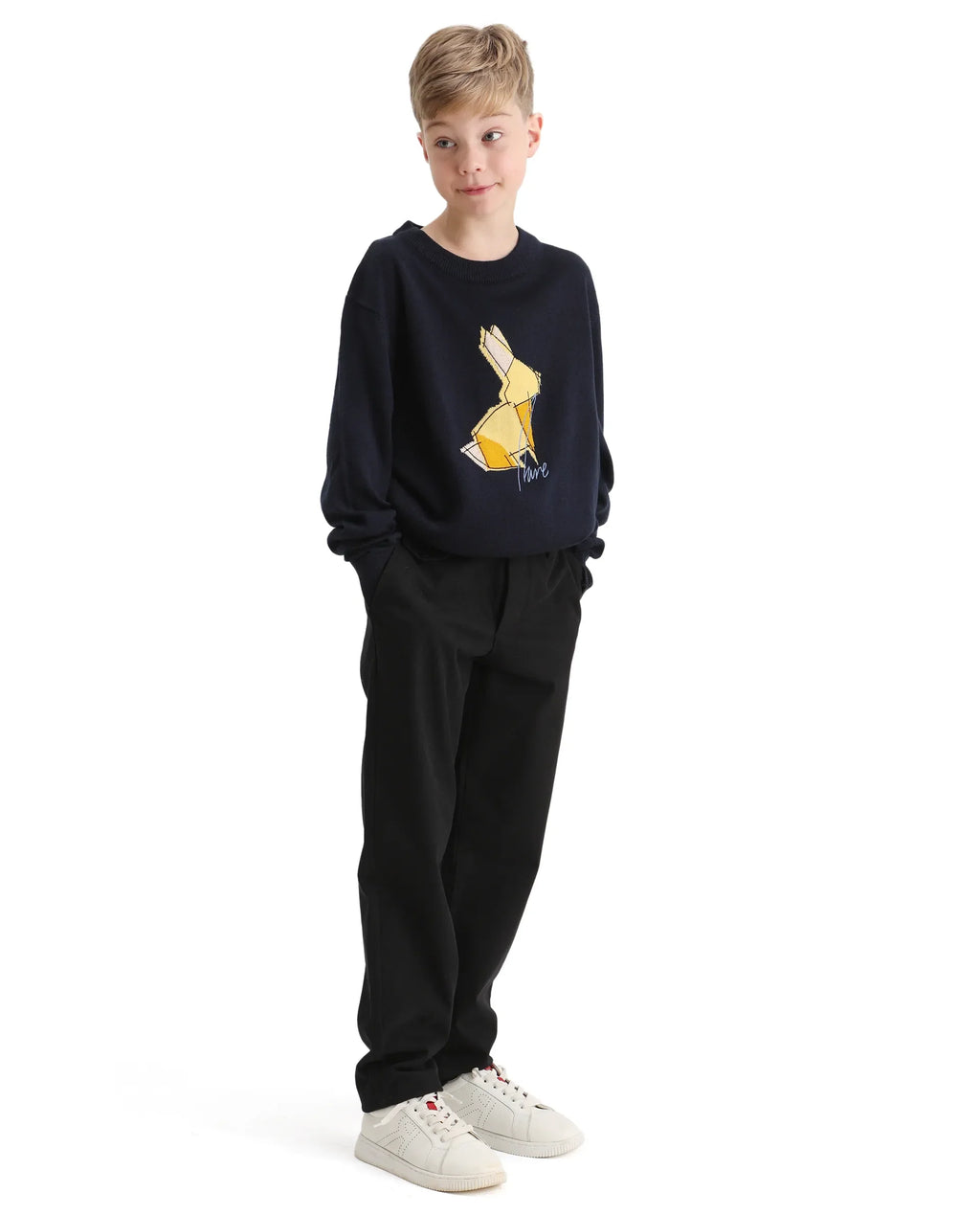 Rare Ones Kids Arne-K Black Cotton Solid Button Closure Regular Fit Trouser