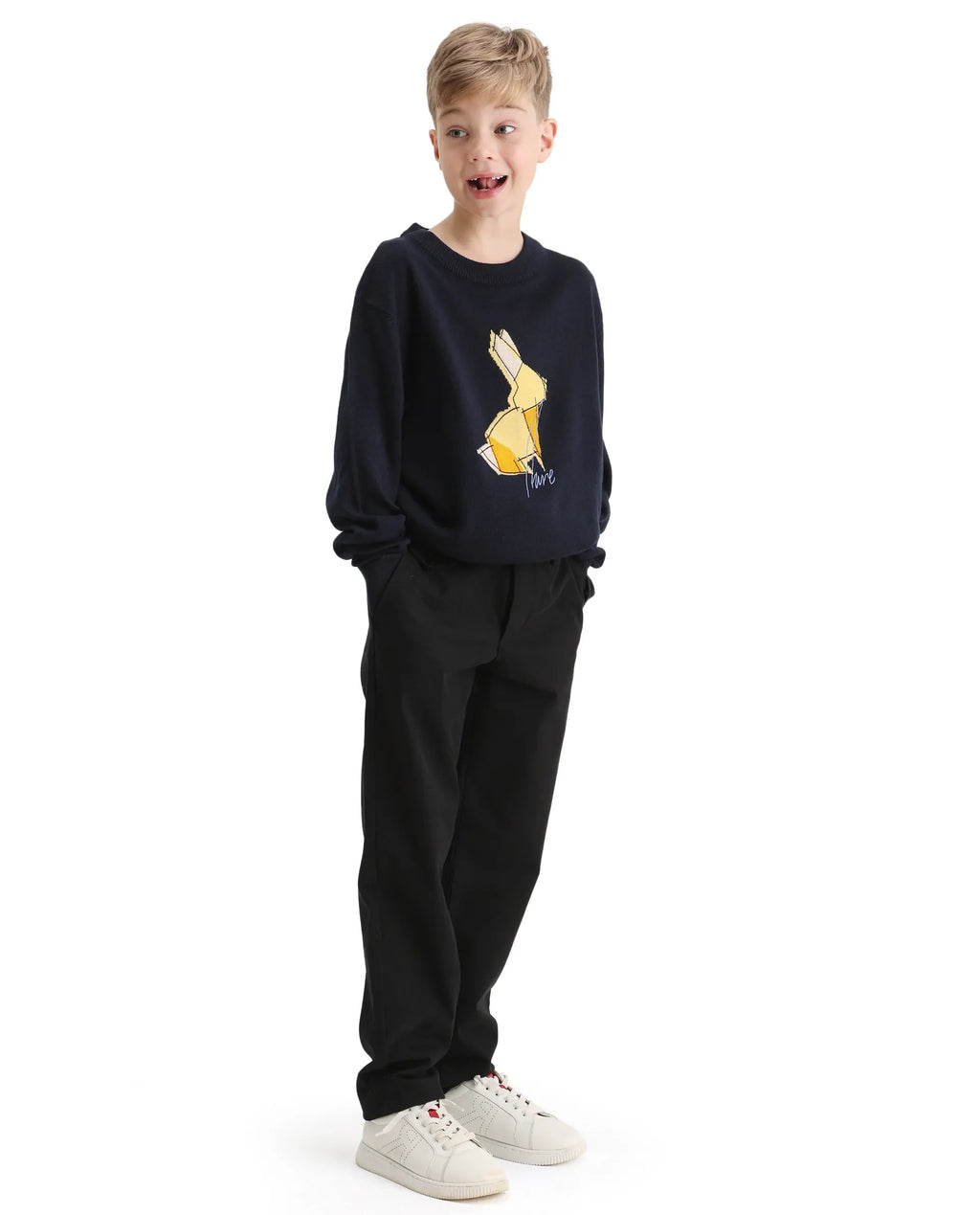 Rare Ones Kids Arne-K Black Cotton Solid Button Closure Regular Fit Trouser
