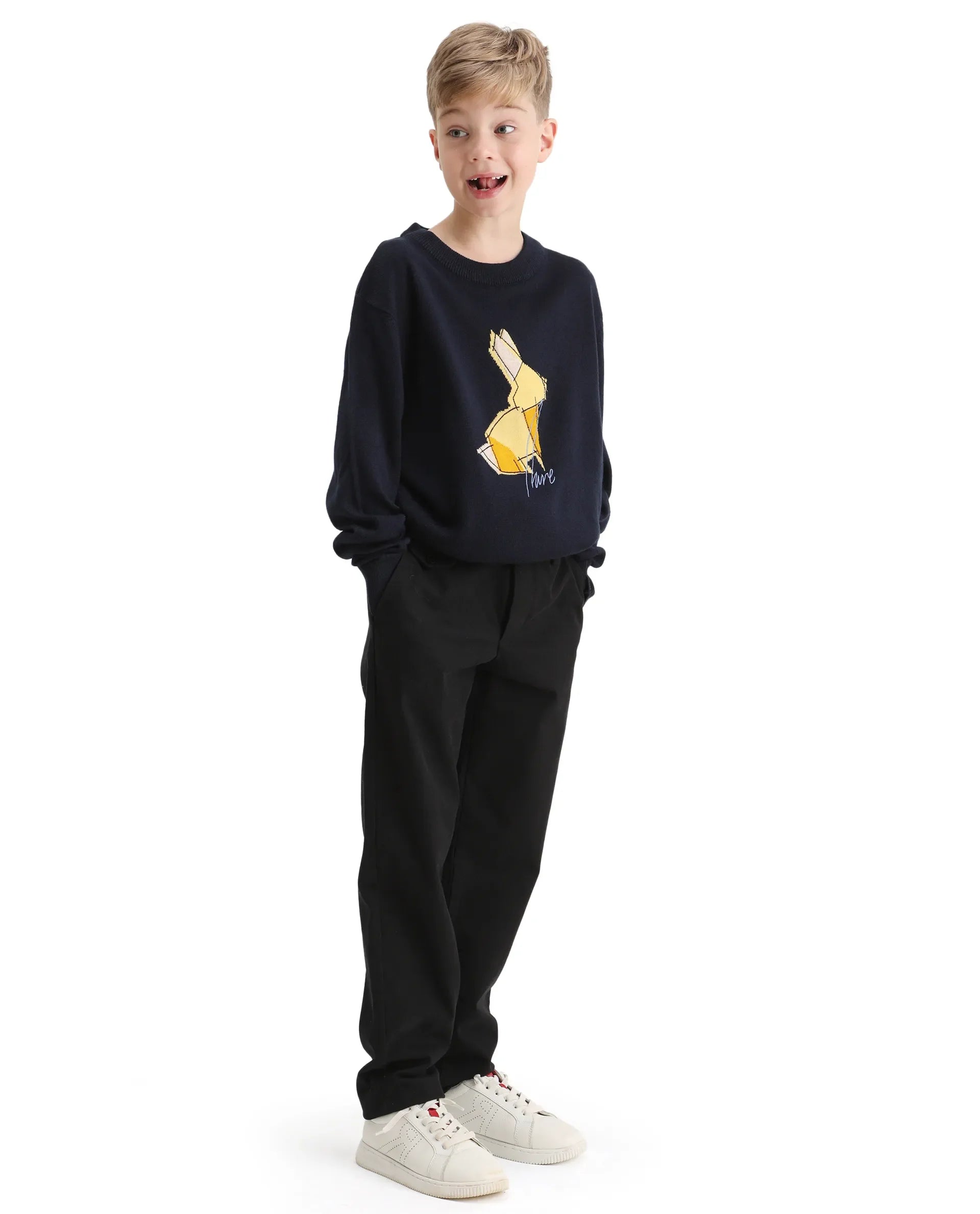 Rare Ones Kids Arne-K Black Cotton Solid Button Closure Regular Fit Trouser