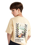 Rare Ones Kids Barcen Light Yellow Cotton Short Sleeve Crew Neck T-Shirt