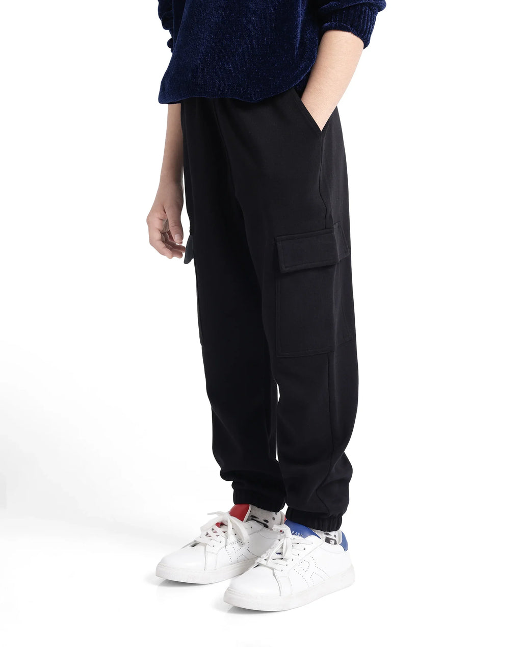 Rare Ones Kids Baro Black Cotton Poly Solid Drawstring Closure Regular Fit Trackpant