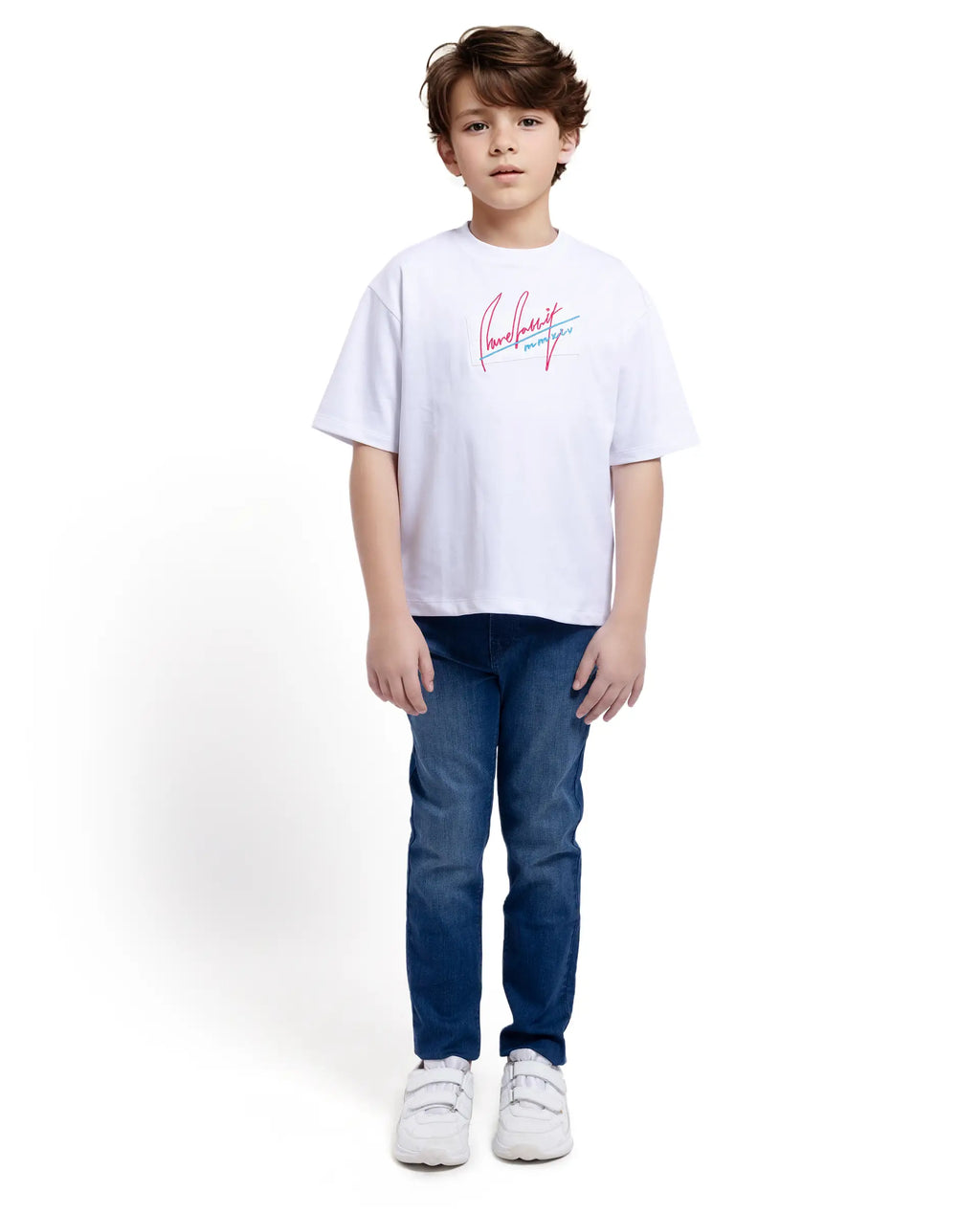 Rare Ones Kids Bart White Cotton Poly Short Sleeve Crew Neck Embroidered T-Shirt