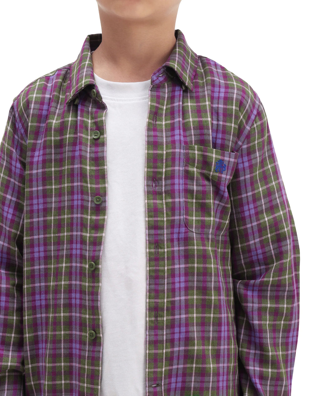 Rare Ones Kids Beke Purple Cotton Blend Checked Button Closure Regular Fit Shirt