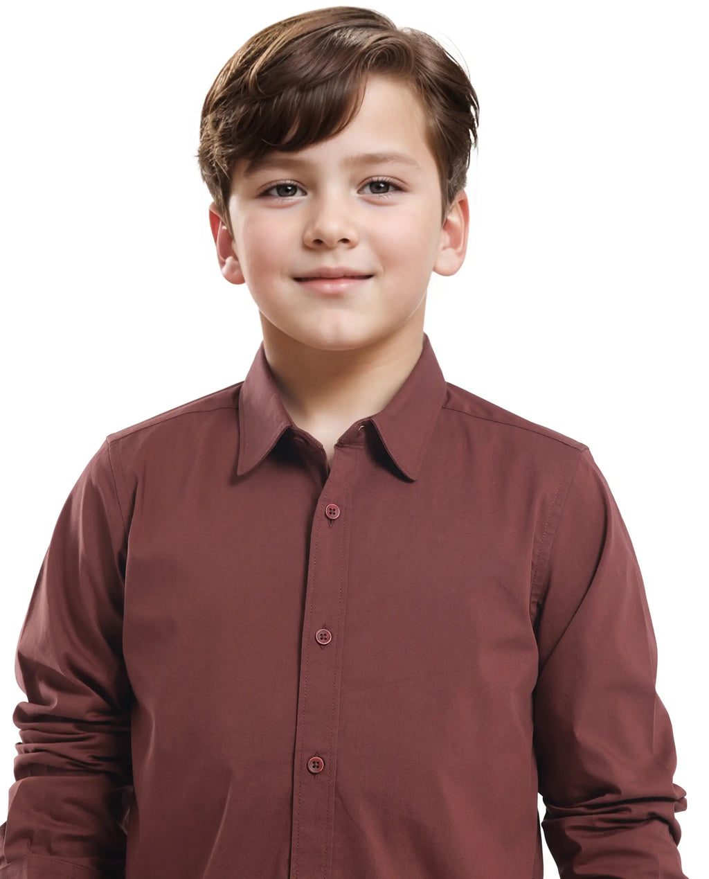 Rare Ones Kids Beno Rust Cotton Blend Full Sleeve Button Solid Regular Fit Shirt