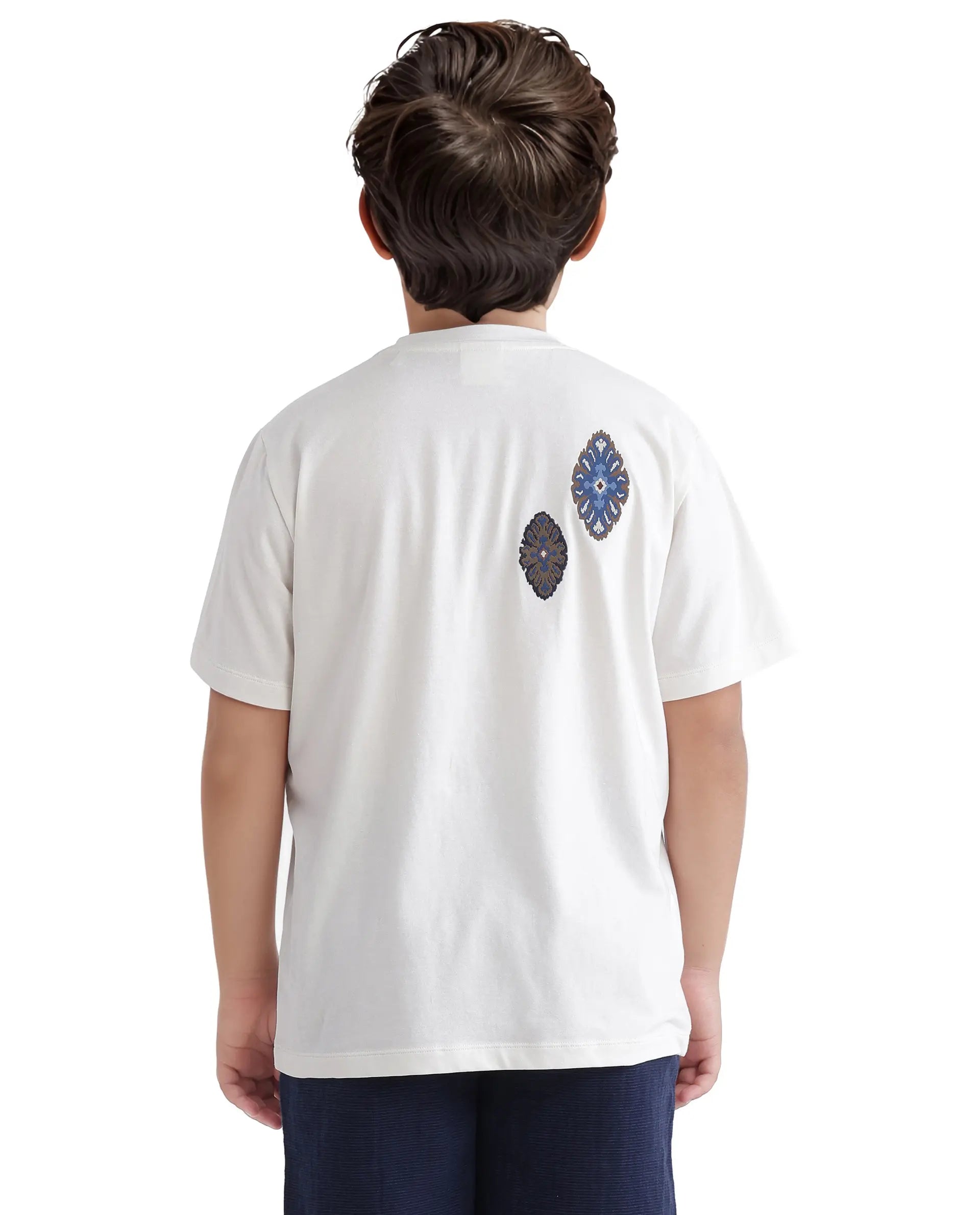 Rare Ones Kids Bent-K Off White Cotton Blend Short Sleeve Crew Neck Printed T-Shirt