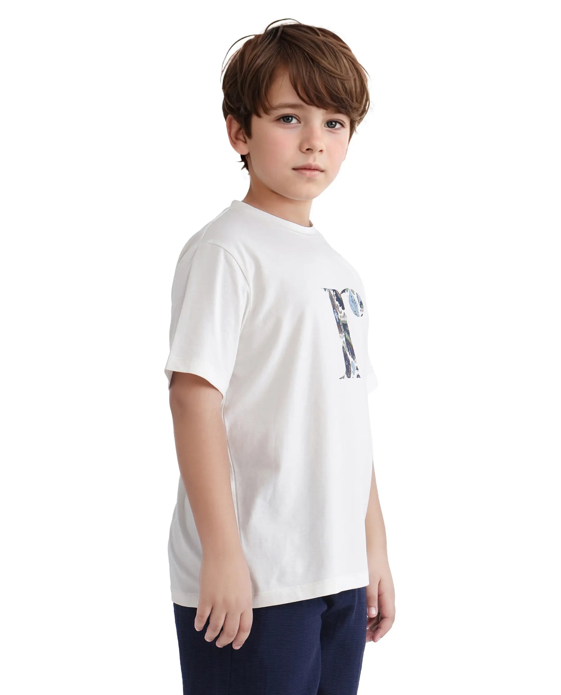 Rare Ones Kids Bent-K Off White Cotton Blend Short Sleeve Crew Neck Printed T-Shirt