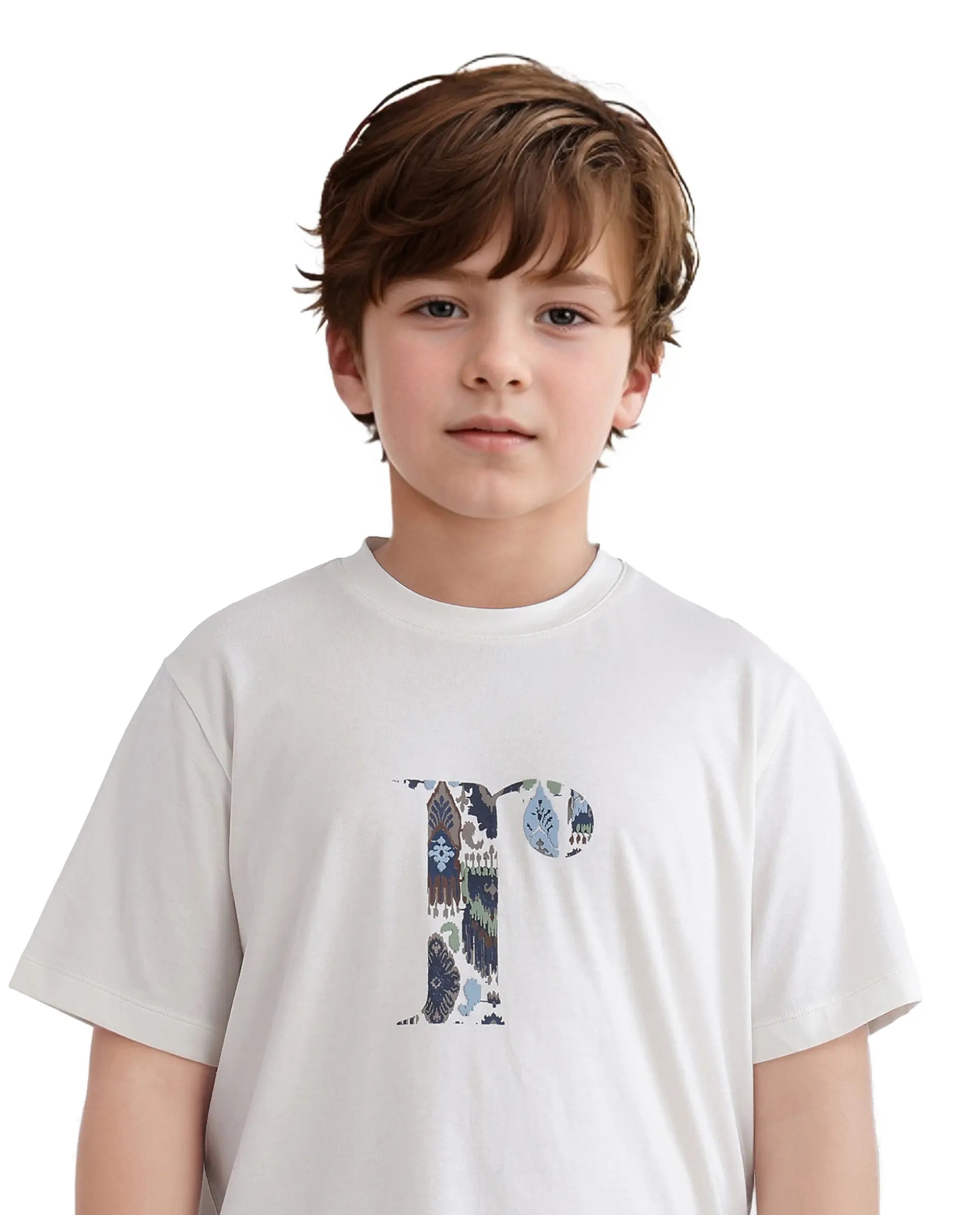 Rare Ones Kids Bent-K Off White Cotton Blend Short Sleeve Crew Neck Printed T-Shirt