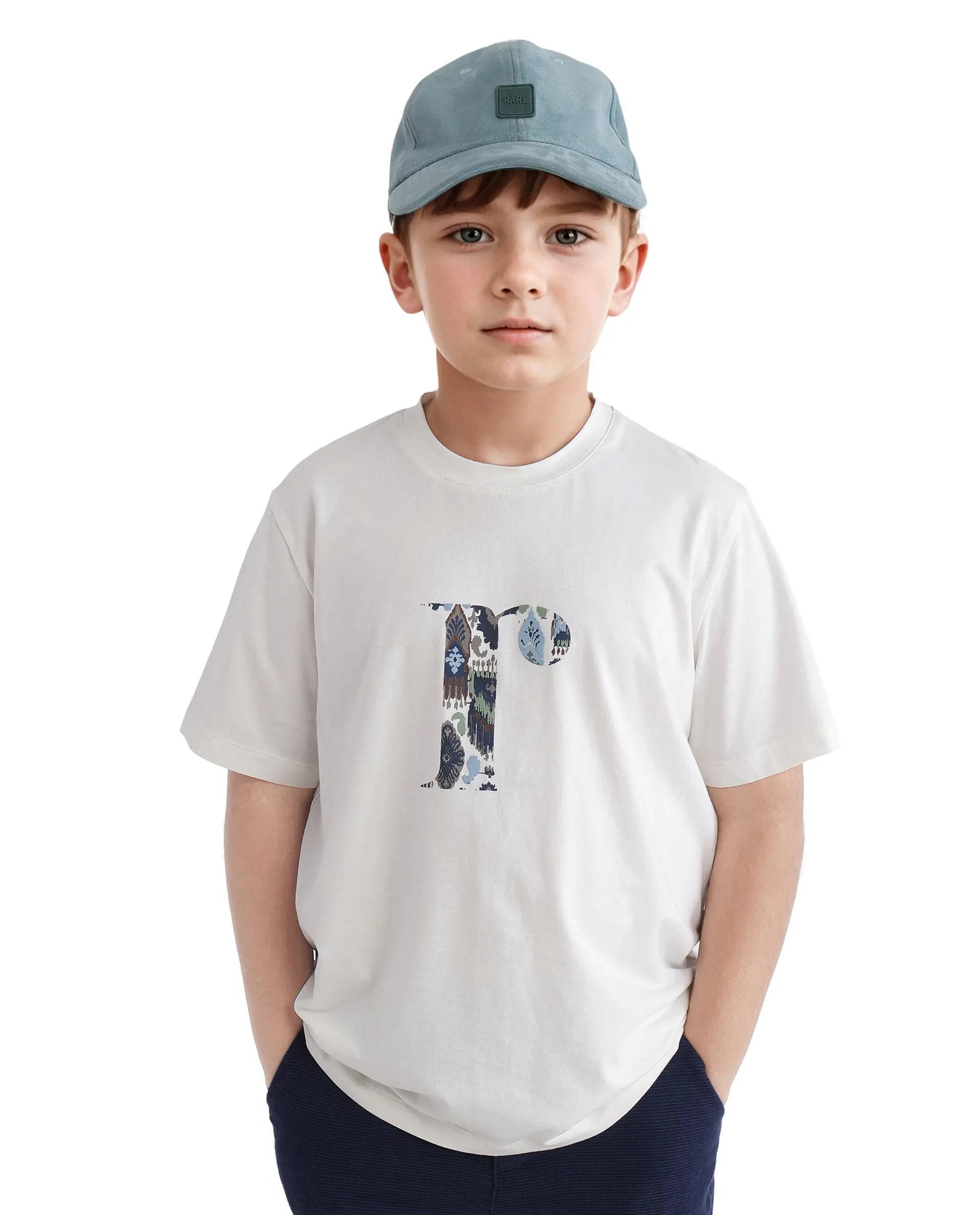 Rare Ones Kids Bent-K Off White Cotton Blend Short Sleeve Crew Neck Printed T-Shirt