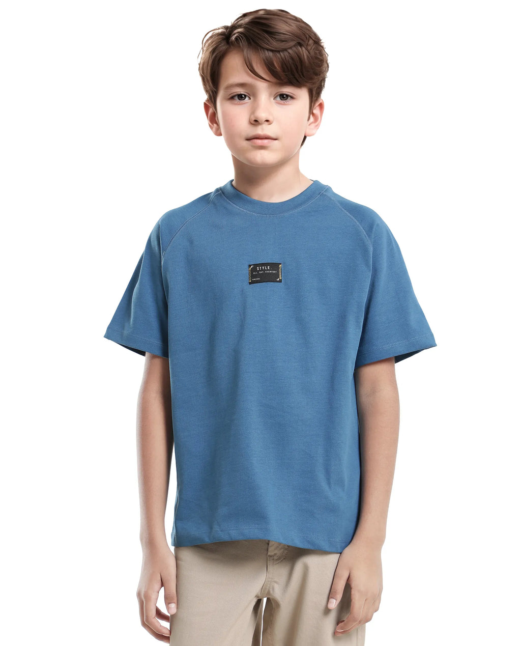 Rare Ones Kids Blip Dark Blue Cotton Short Sleeve Crew Neck T-Shirt