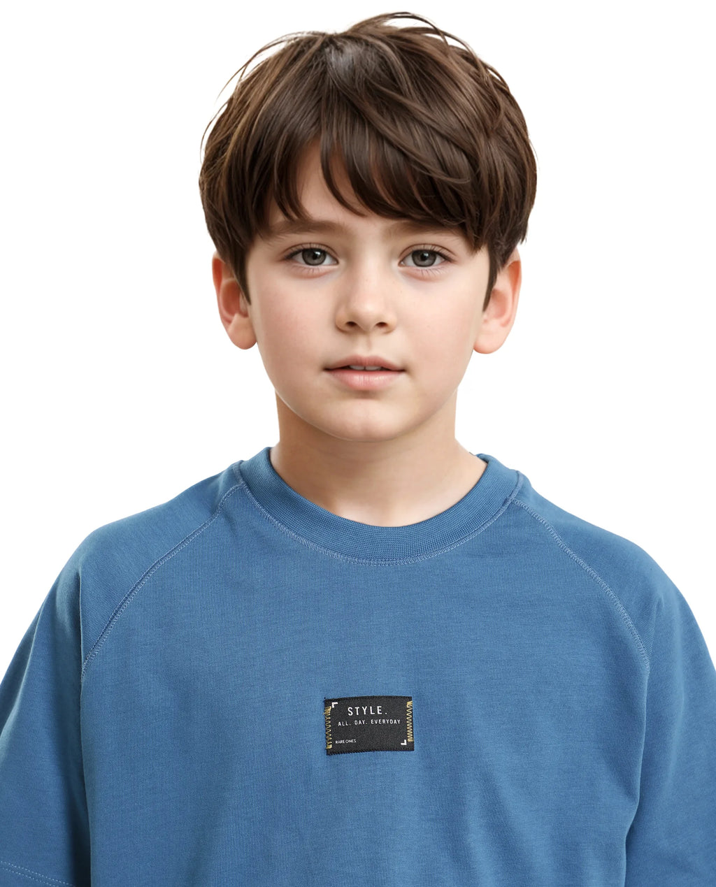 Rare Ones Kids Blip Dark Blue Cotton Short Sleeve Crew Neck T-Shirt