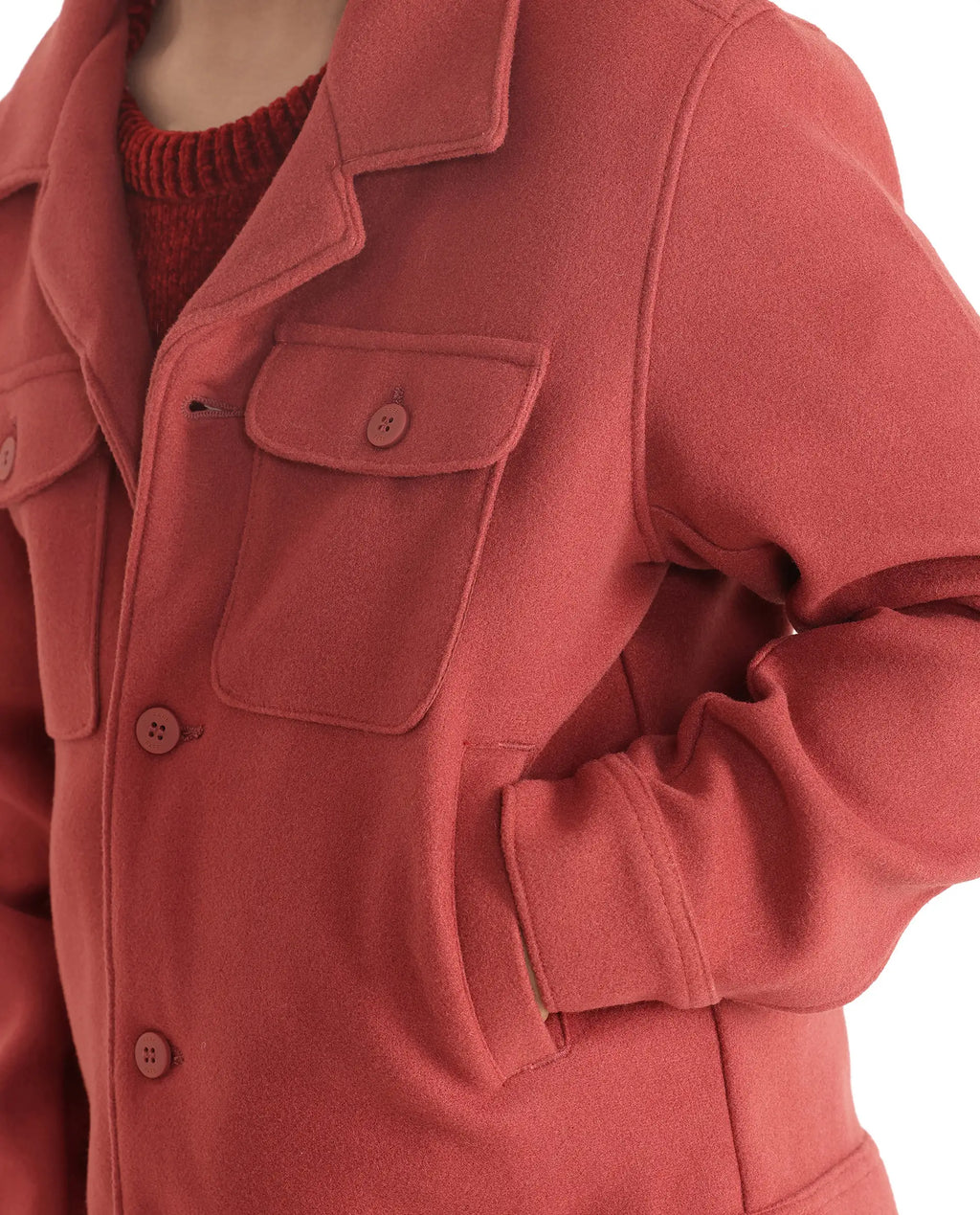 Rare Ones Kids Bochin Rust Button Closure Lapel Neck Full Sleeve Jacket
