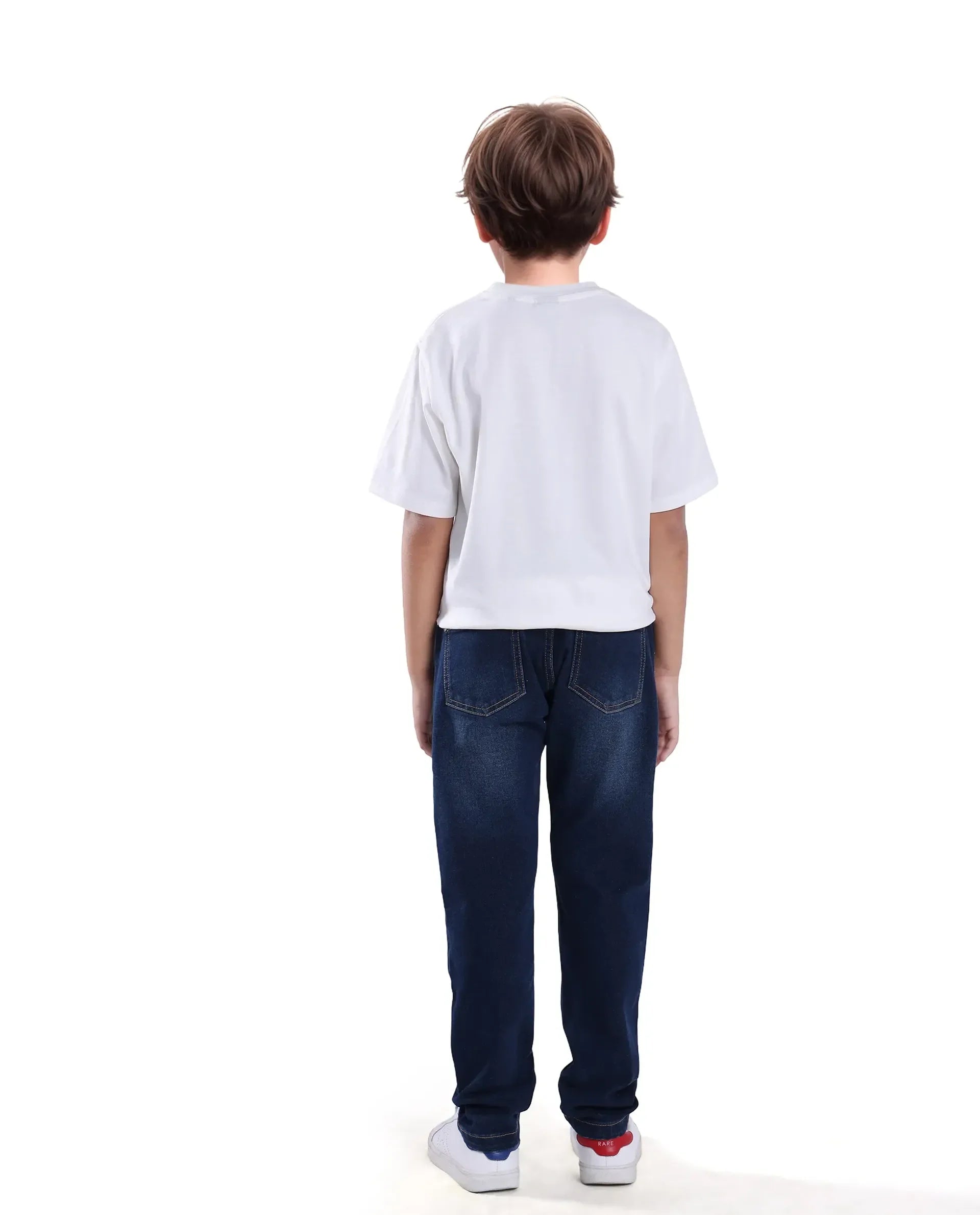 Rare Ones Kids Bram Light Blue Cotton Solid Button And Zip Closure Slim Fit Jeans