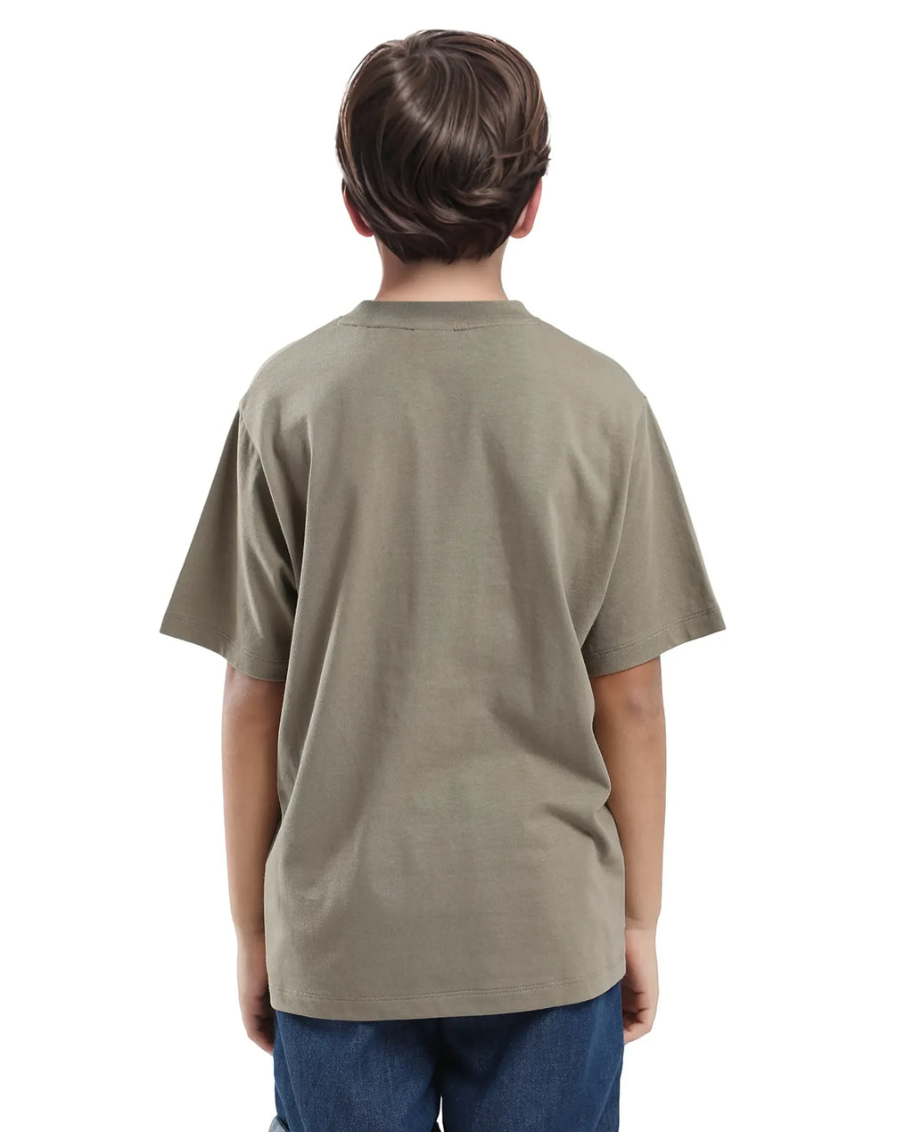 Rare Ones Kids Braun Dusky Green Cotton Solid Slip-On Regular Fit T-Shirt