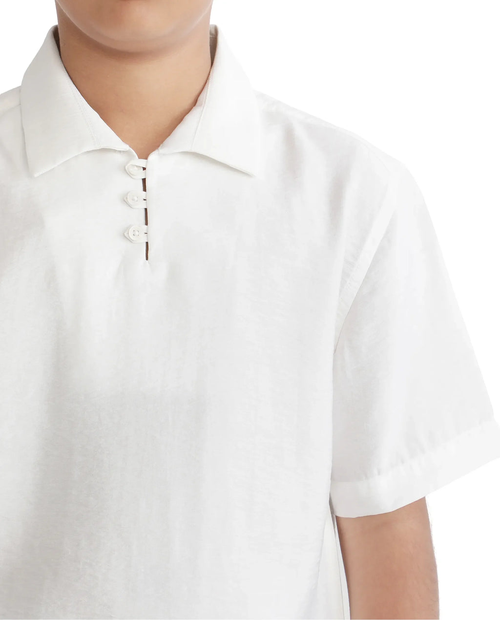 Rare Ones Kids Chad White Viscose Blend Half Sleeve Button Solid Regular Fit Shirt