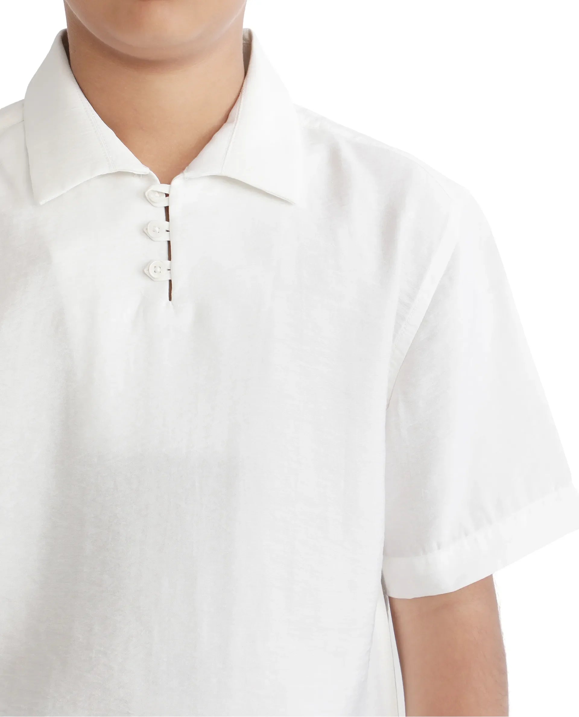 Rare Ones Kids Chad White Viscose Blend Half Sleeve Button Solid Regular Fit Shirt
