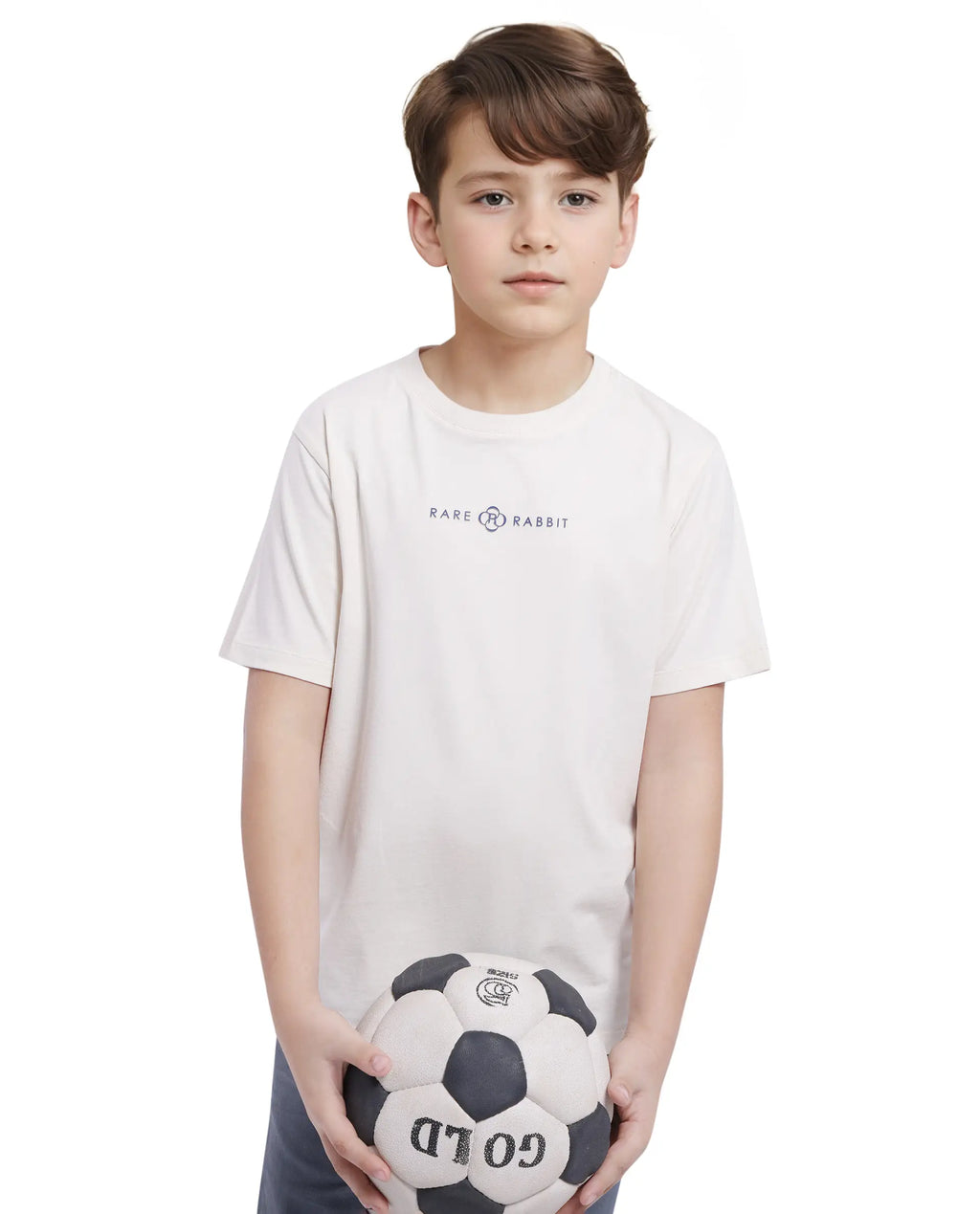 Rare Ones Kids Chom Off White Cotton Fabric Half Sleeves Crew Neck Graphic Print T-Shirt