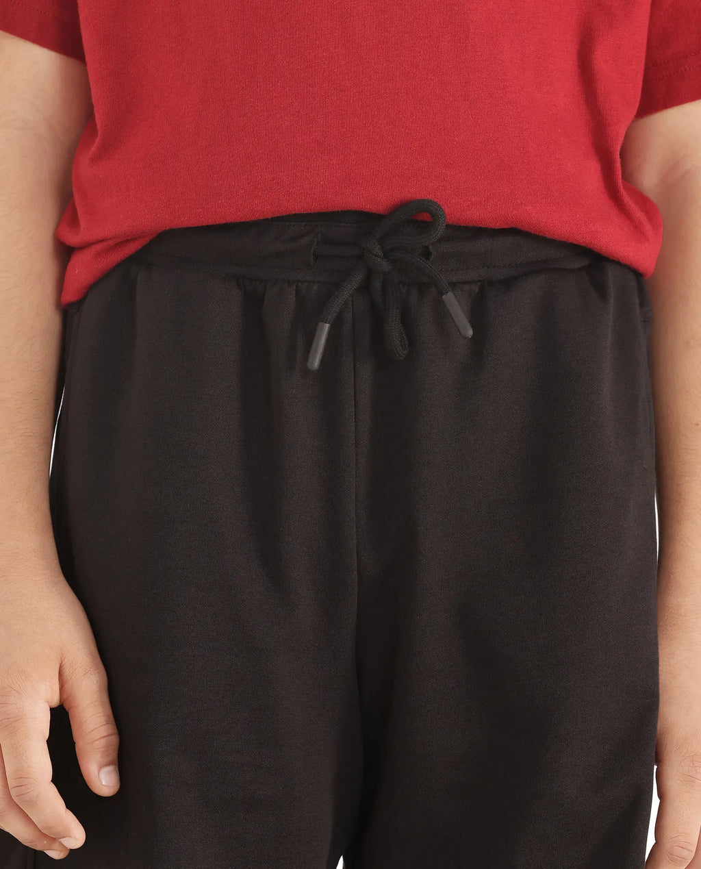Rare Ones Kids Clon Black Cotton Drawstring Closure Regular Solid Shorts