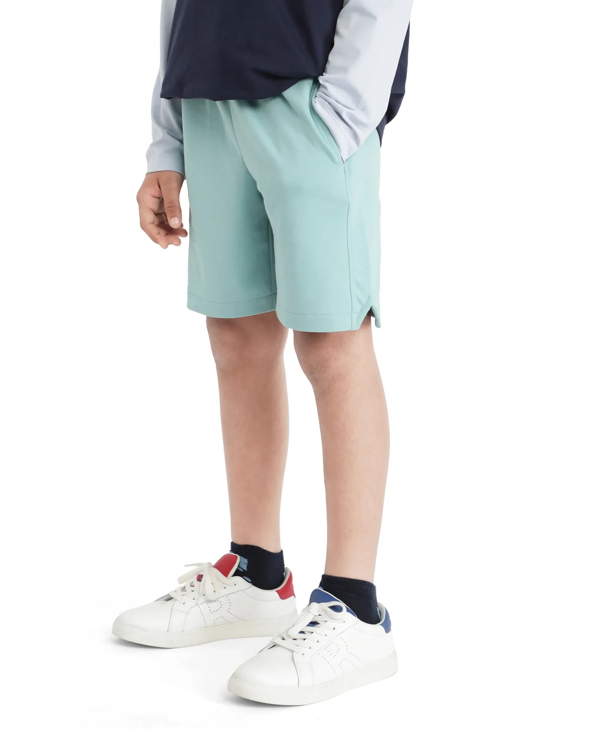 Rare Ones Kids Clon Blue Cotton Drawstring Closure Regular Solid Shorts