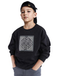 Rare Ones Kids Crocen Black Cotton Full Sleeve Crew Neck Hd Print Monogram Sweatshirt