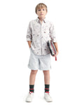 Rare Ones Kids Danni Light Green Polyester Striped Button & Zip Closure Regular Fit Shorts