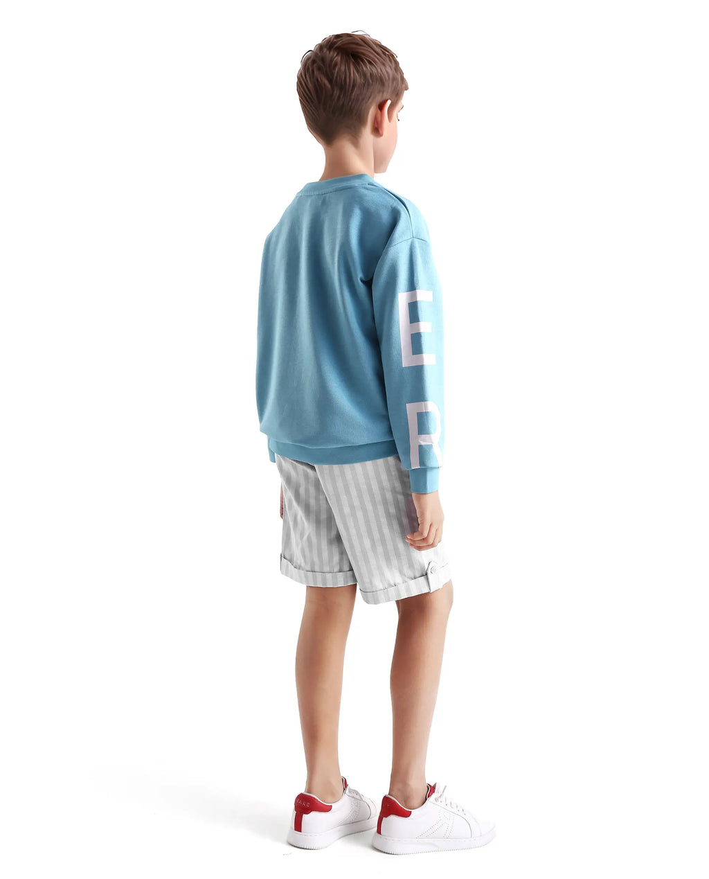 Rare Ones Kids Danni Light Grey Polyester Striped Drawstring Closure Regular Fit Shorts