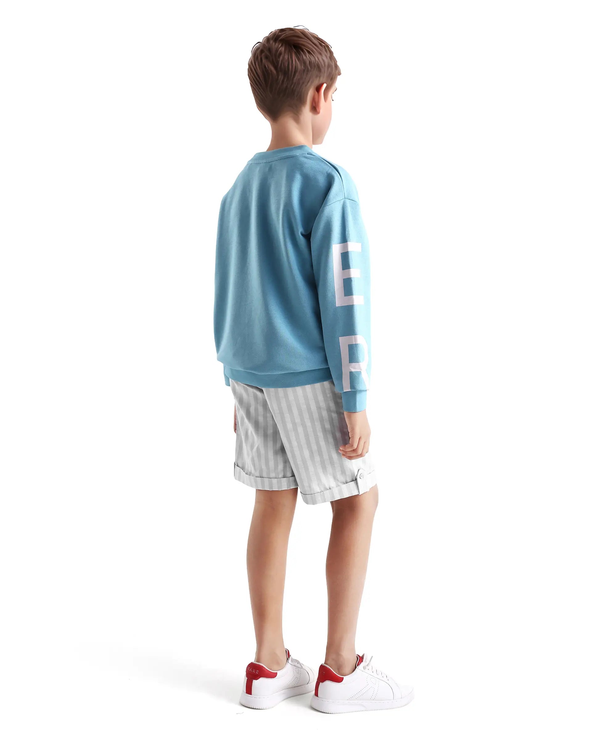 Rare Ones Kids Danni Light Grey Polyester Striped Drawstring Closure Regular Fit Shorts