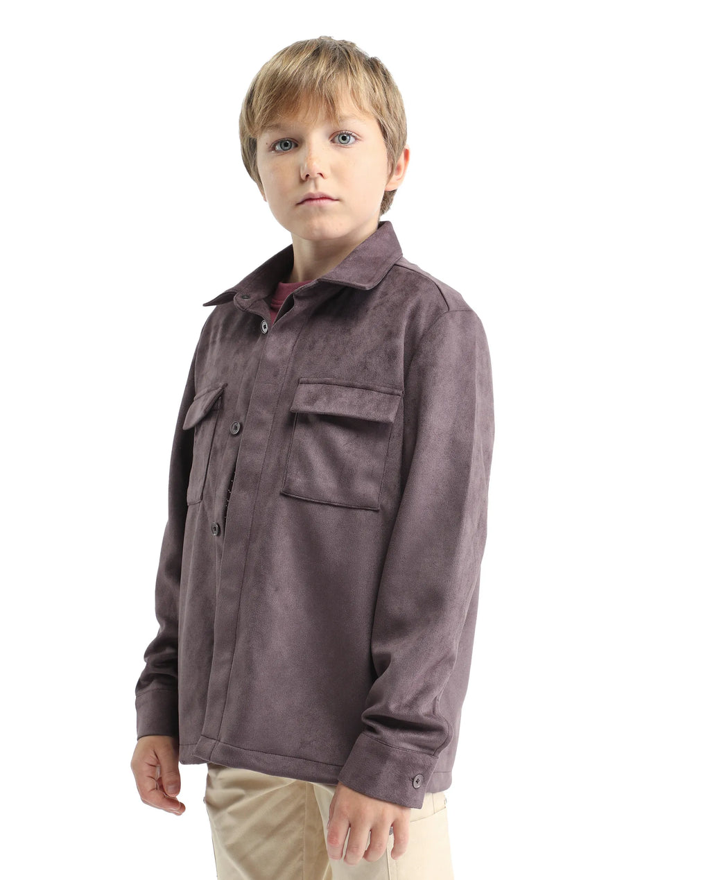 Rare Ones Kids Delo-K Dusky Pink Polyester Blend Button Closure Spread Collar Plain Full Sleeves Regular Fit Shacket