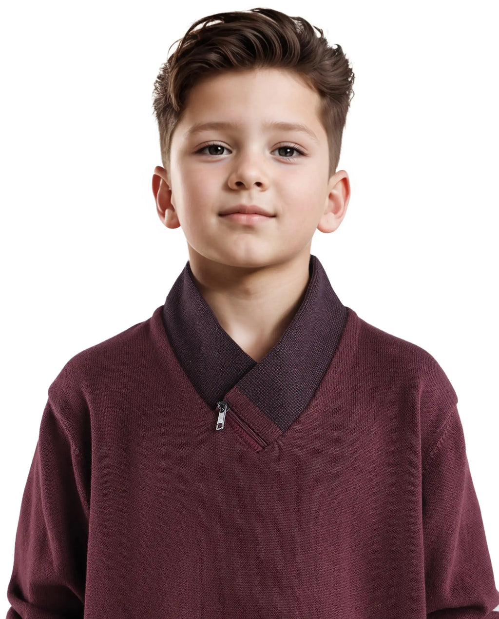 Rare Ones Kids Denv Maroon Full Sleeve Casual Zipper Regular Sweater