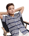 Rare Ones Kids Dio Blue Cotton Poly Half Sleeve Cuban Collar Dobby Shirt