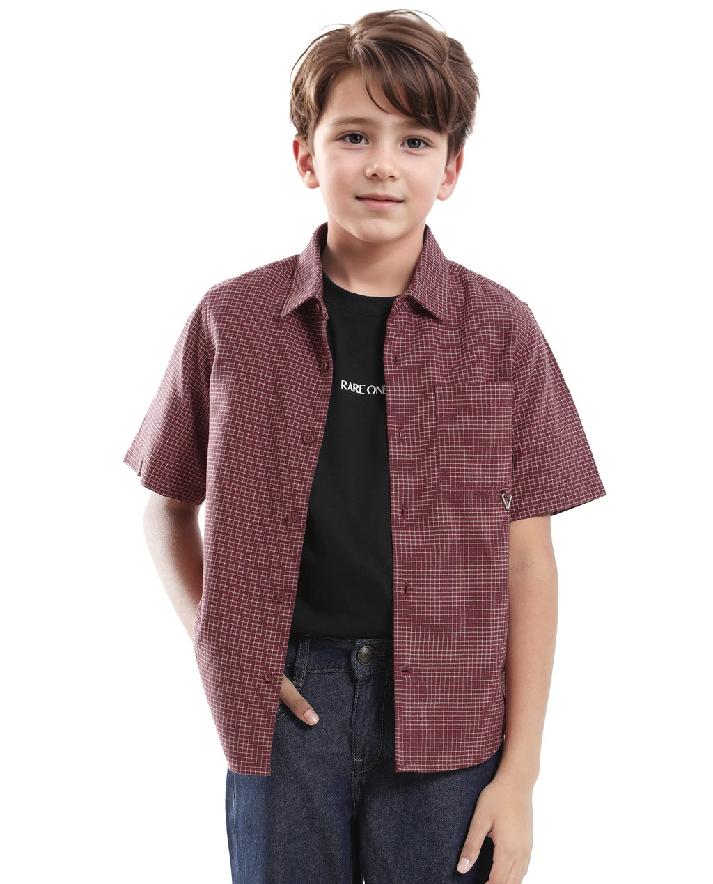 Rare Ones Kids Dornt Rust Cotton Half Sleeve Button Printed Regular Fit Shirt