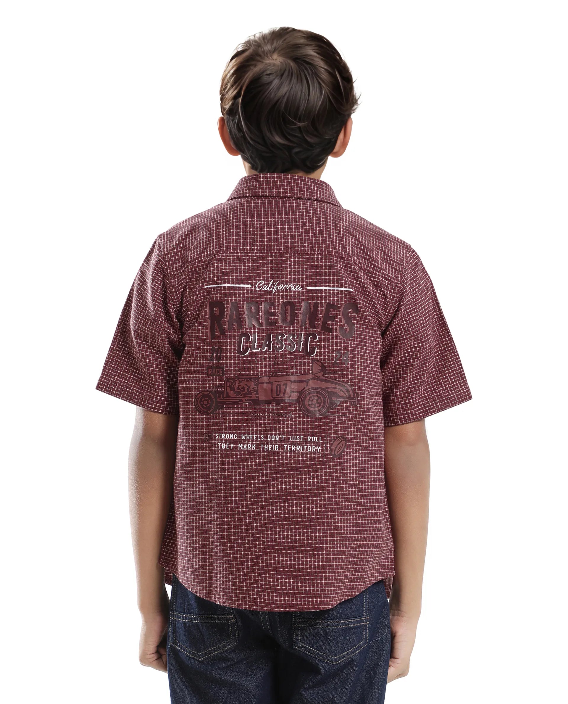 Rare Ones Kids Dornt Rust Cotton Half Sleeve Button Printed Regular Fit Shirt