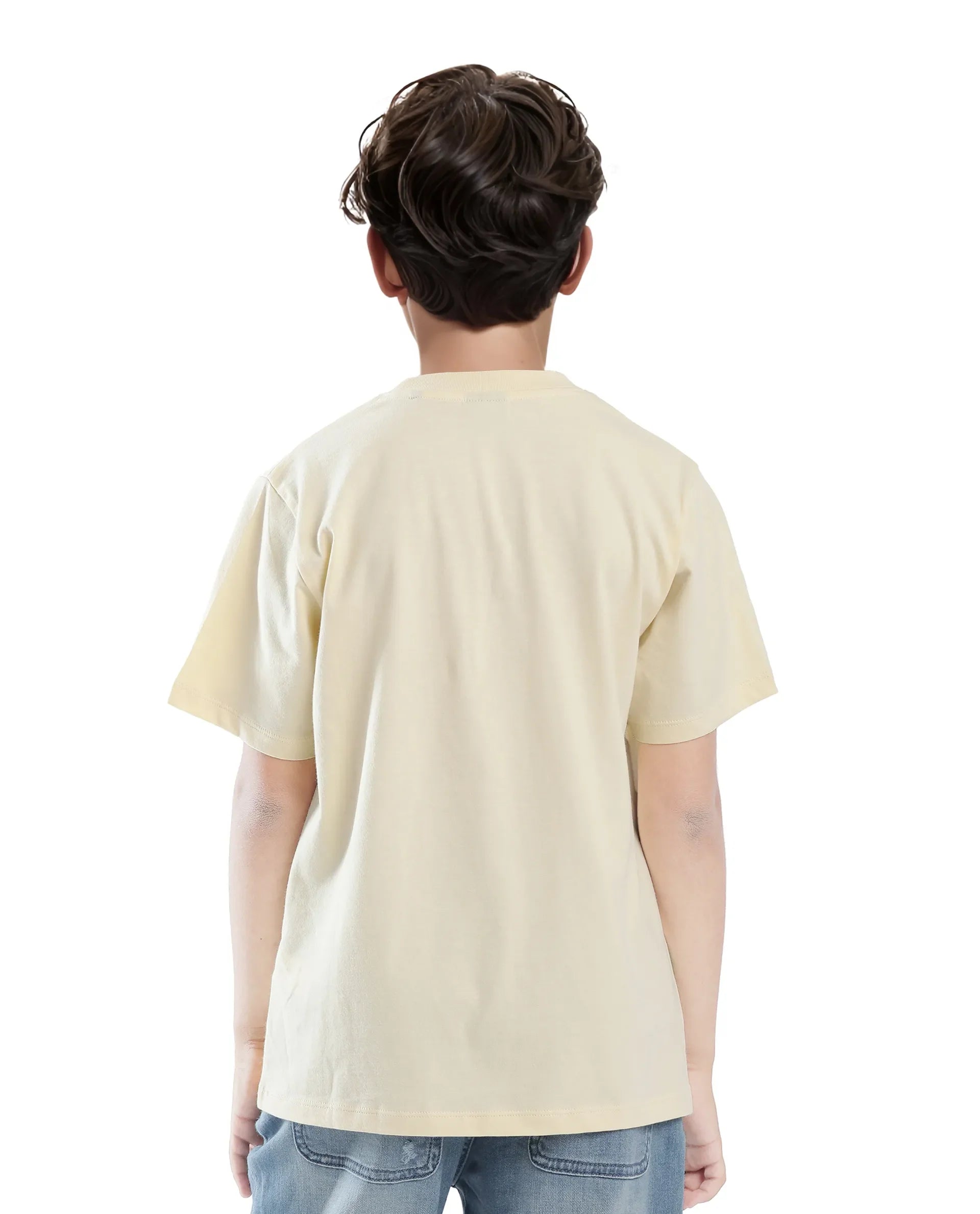 Rare Ones Kids Elzo-K Light Yellow Cotton Half Sleeve Graphic Printed Slip-On Closure Regular Fit T-Shirt