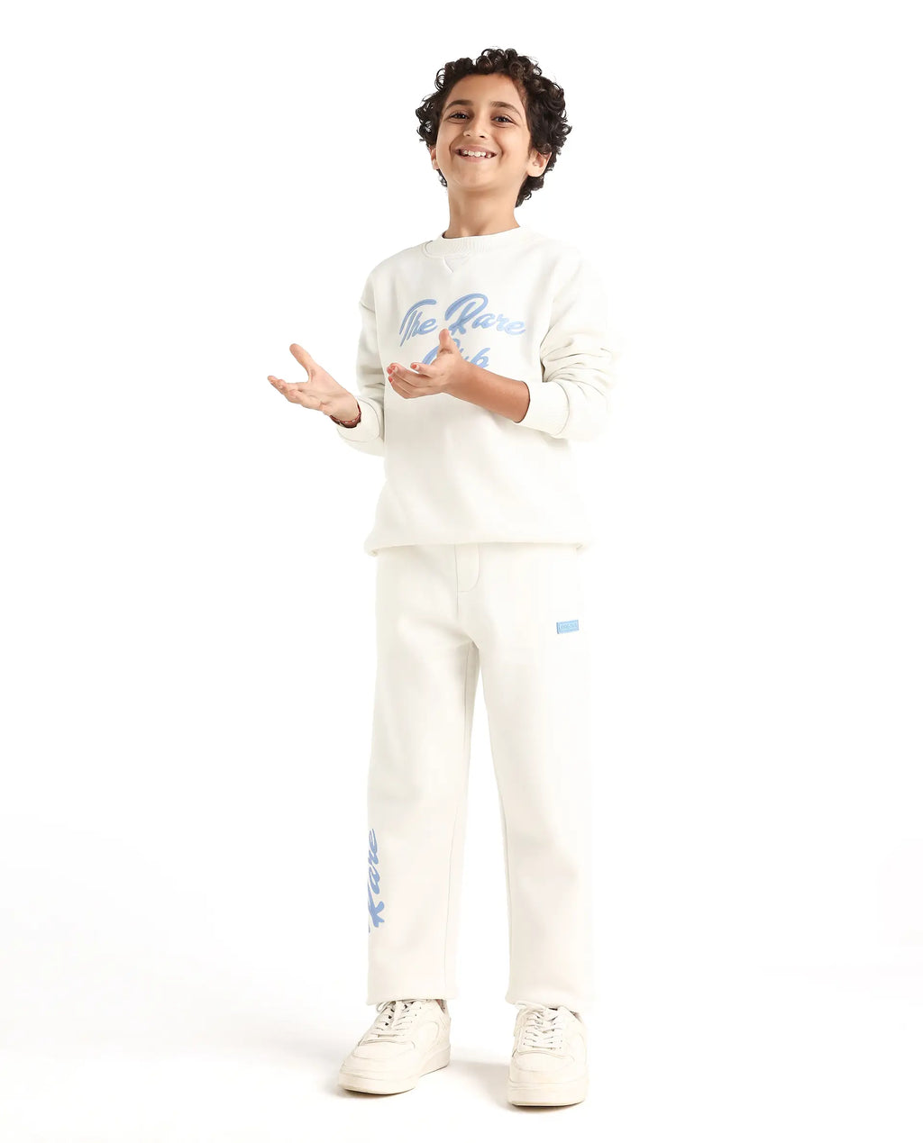 Rare Ones Kids Fabio Off White Cotton Blend Pull-On Closure Graphic Print Full Sleeves Boxy Sweatshirt