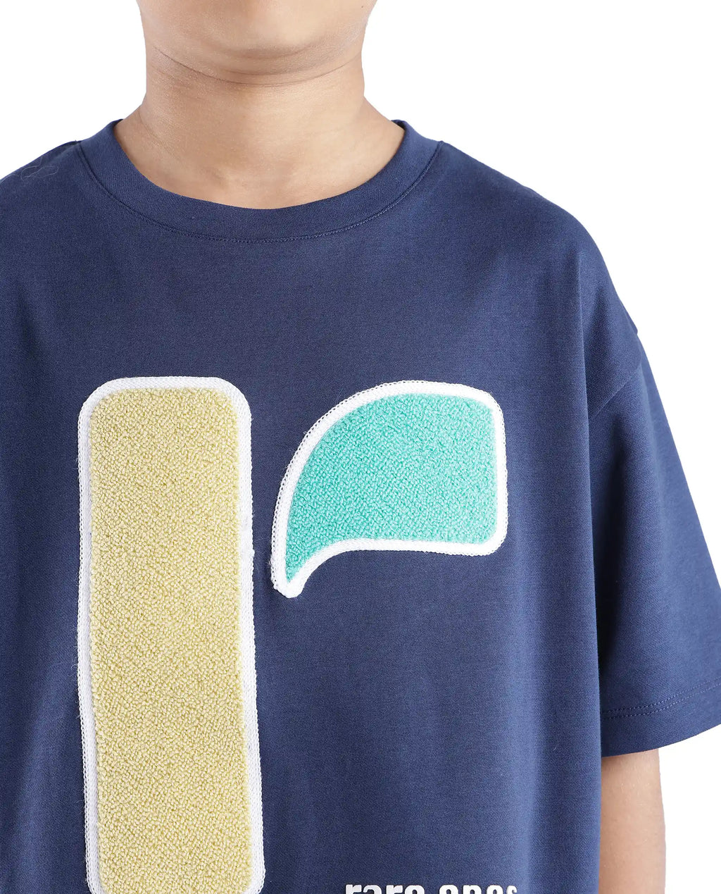 Rare Ones Kids Frodo Navy Cotton Poly Short Sleeve Crew Neck Towel Embroidered T-Shirt