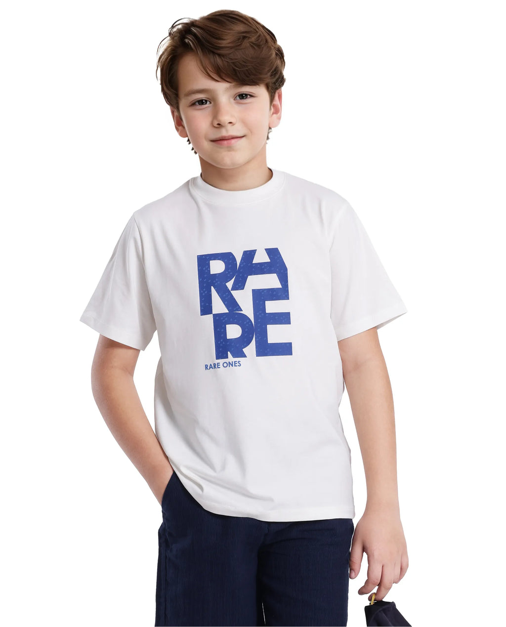 Rare Ones Kids Gelo Off White Cotton Blend Short Sleeve Crew Neck Printed Regular T-Shirt