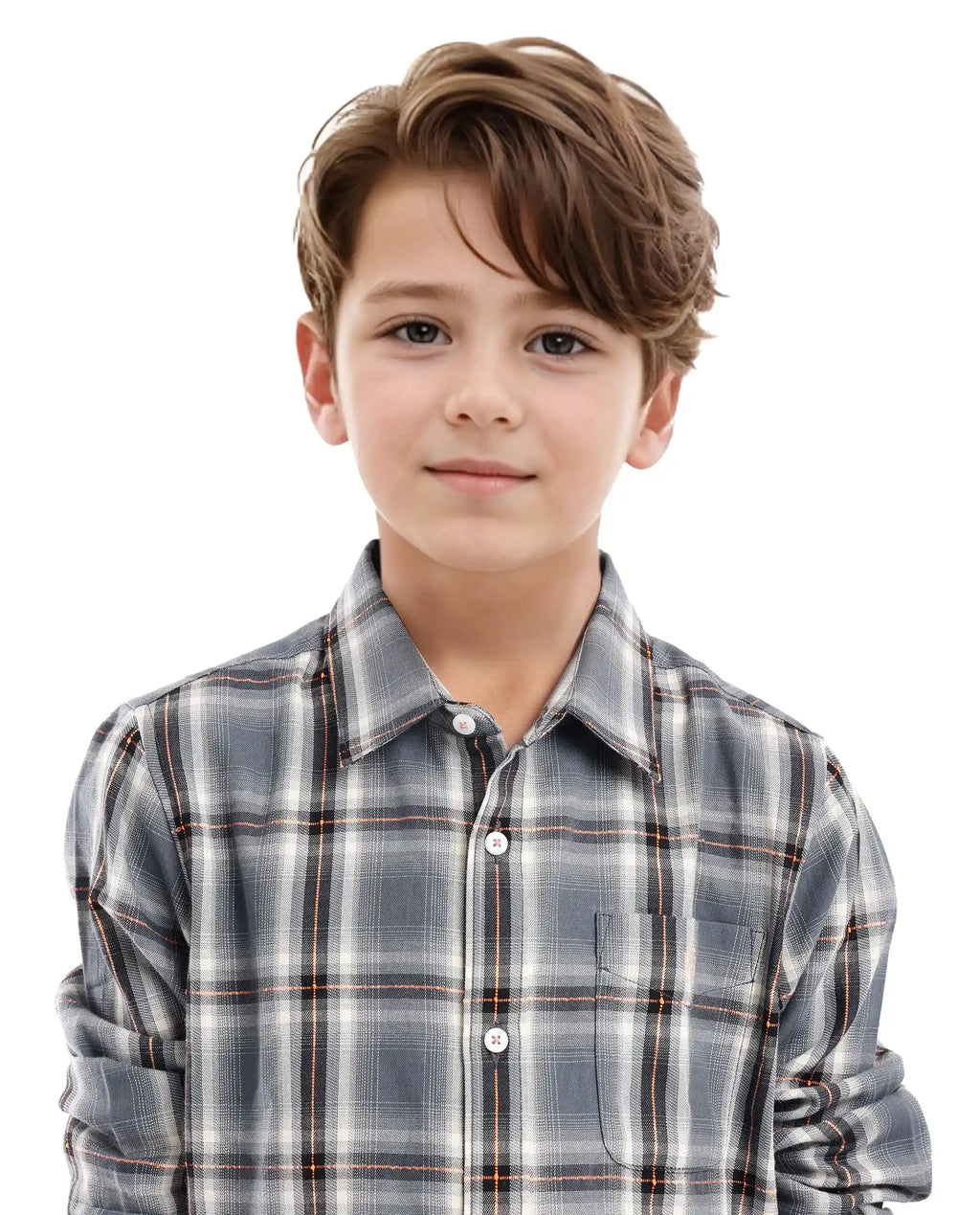 Rare Ones Kids Alfro Grey Cotton Full Sleeves Regular Collar Checked Shirt