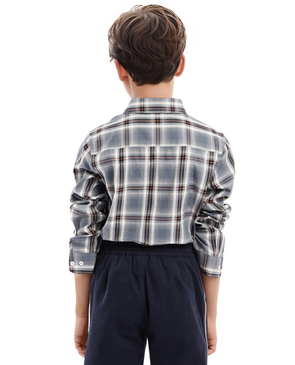Rare Ones Kids Alfro Grey Cotton Full Sleeves Regular Collar Checked Shirt