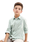 Rare Ones Kids Hart Blue Cotton Solid Button Closure Boxy Fit Shirt