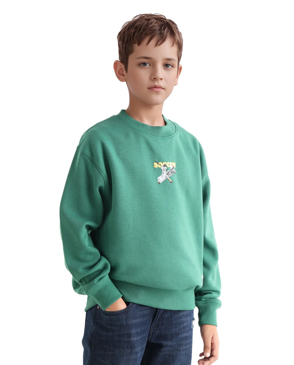 Rare Ones Kids Henry Pastel Green Cotton Graphic Print Oversized Sweatshirt