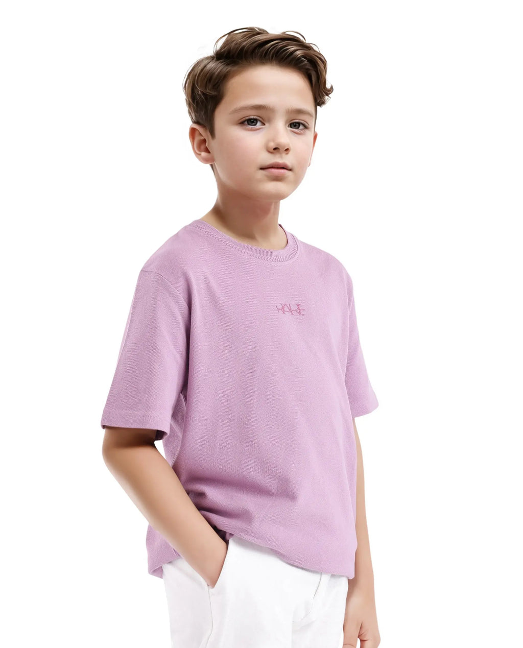 Rare Ones Kids Heron Pastel Purple Cotton Short Sleeve Crew Neck Embroidered T-Shirt
