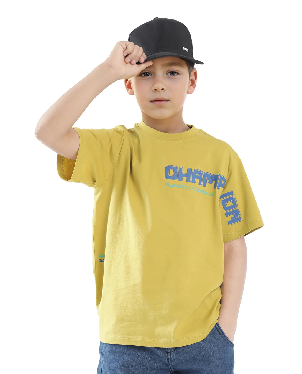 Rare Ones Kids Hype Yellow Cotton Half Sleeve Graphic Print Slip-On Closure Regular Fit T-Shirt