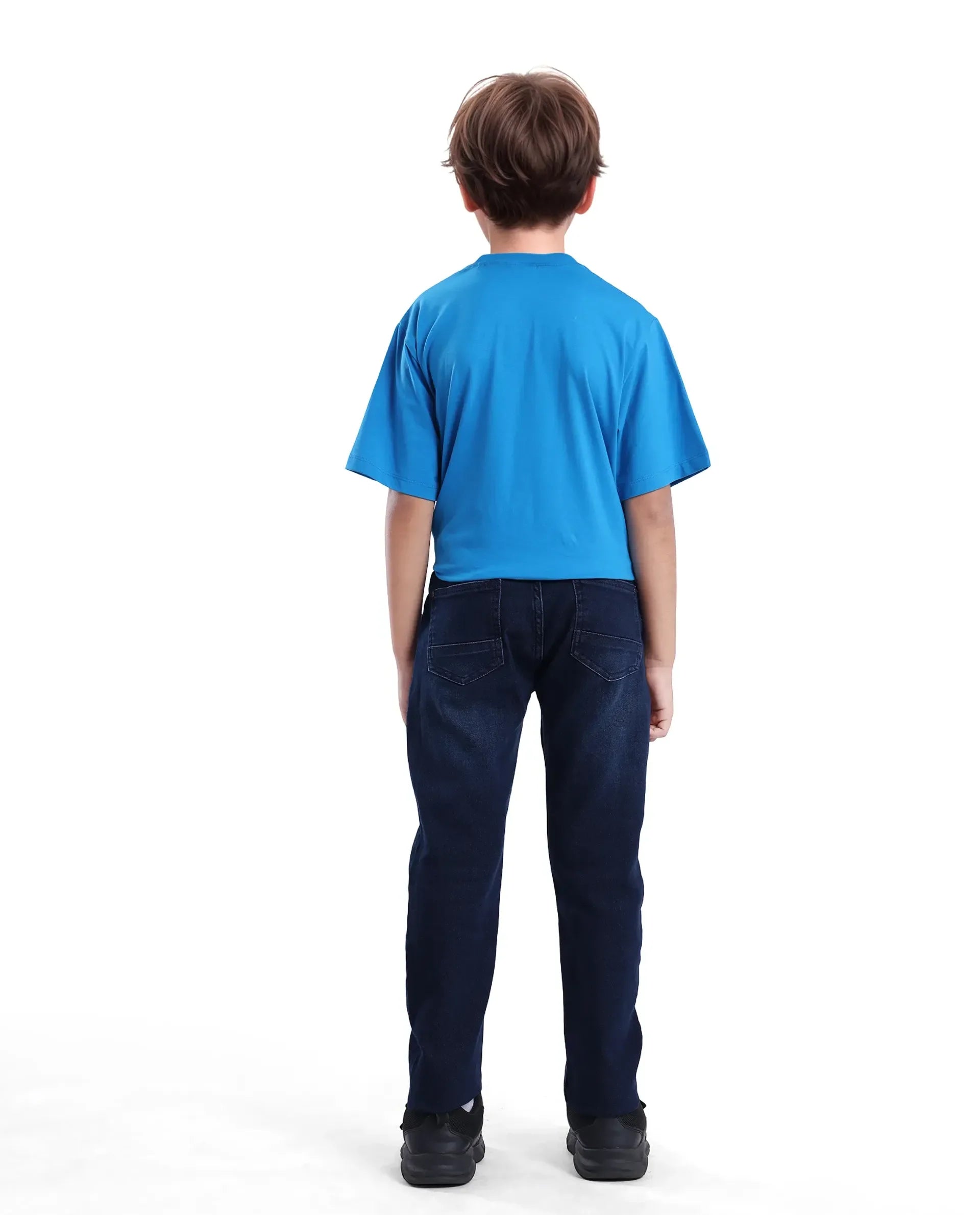 Rare Ones Kids Jace 2 Dark Blue Cotton Solid Button And Zip Closure Slim Fit Jeans