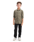 Rare Ones Kids Jomok-B Black Linen Blend Plain Button Closure Regular Fit Trouser