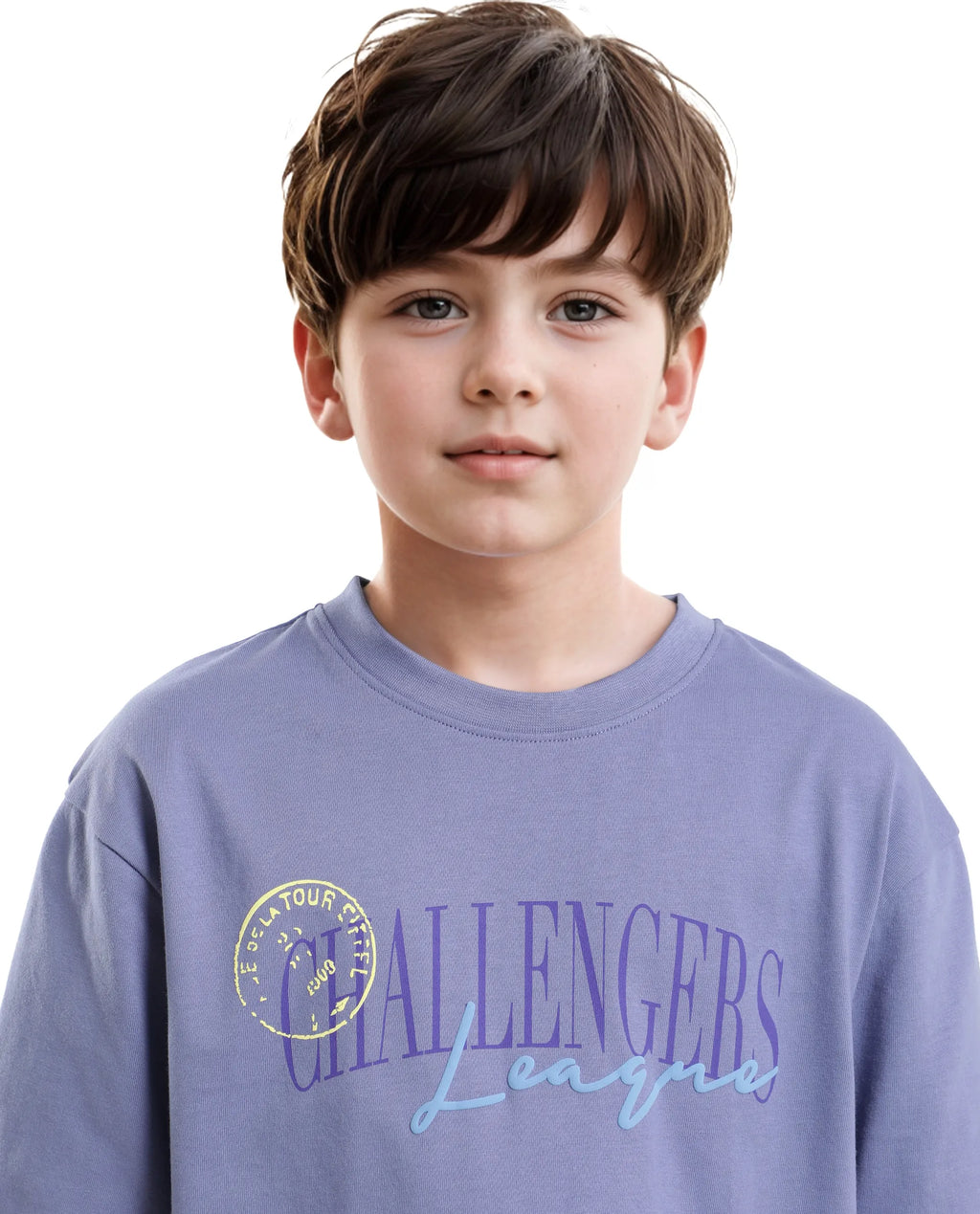 Rare Ones Kids Josh Light Purple Cotton Solid Slip-On Oversized Fit T-Shirt
