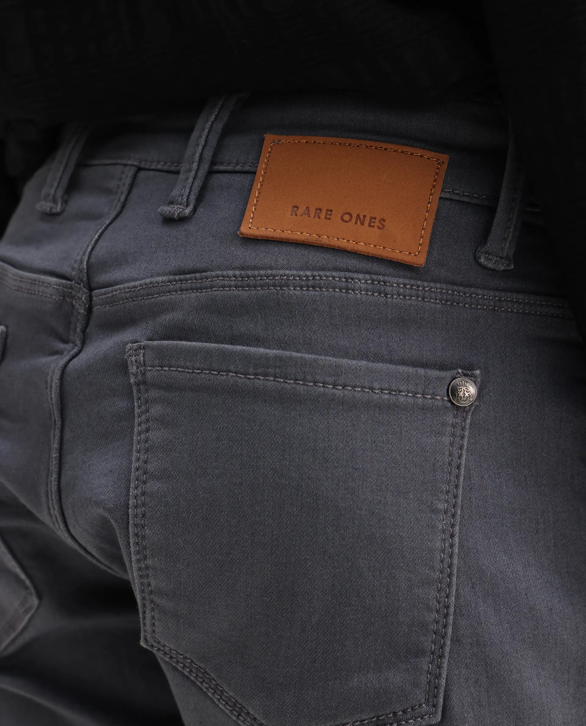 Rare Ones Kids Kino-25 Grey Cotton Button Closure Regular Fit Jeans
