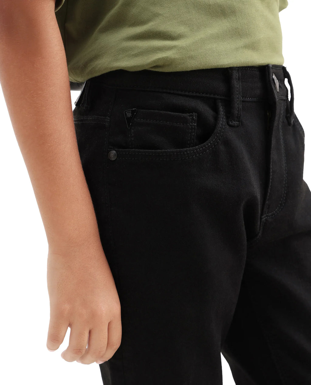 Rare Ones Kids Kino-25 Black Cotton Button Closure Regular Fit Jeans