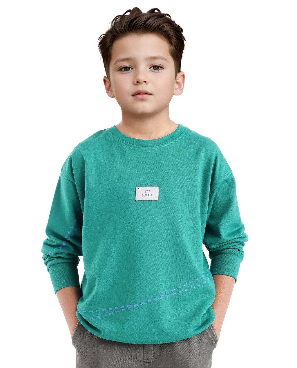 Rare Ones Kids Kole Green Cotton Poly Full Sleeve Hd Print Sweatshirt